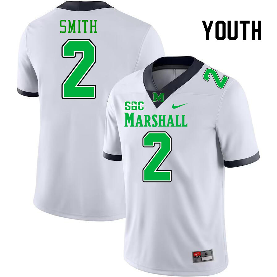 Youth #2 Daytione Smith Marshall Thundering Herd SBC Conference College Football Jerseys Stitched-Wh